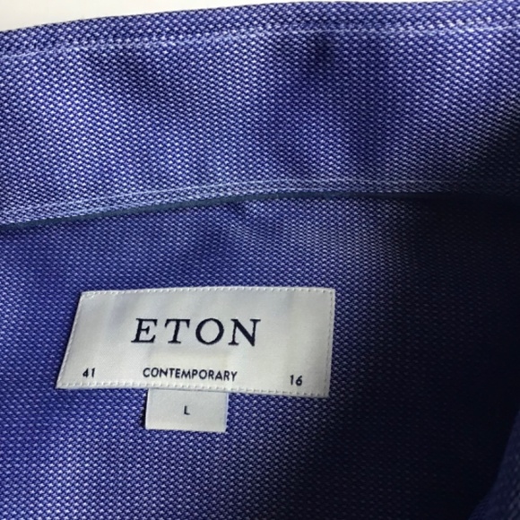ETON  nice shade of   blue dress cotton shirt Sz 16 made in Romania  🇷🇴 - Picture 4 of 10